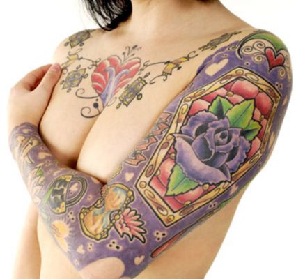 Girl Full Sleeve Got Inked Beautifully